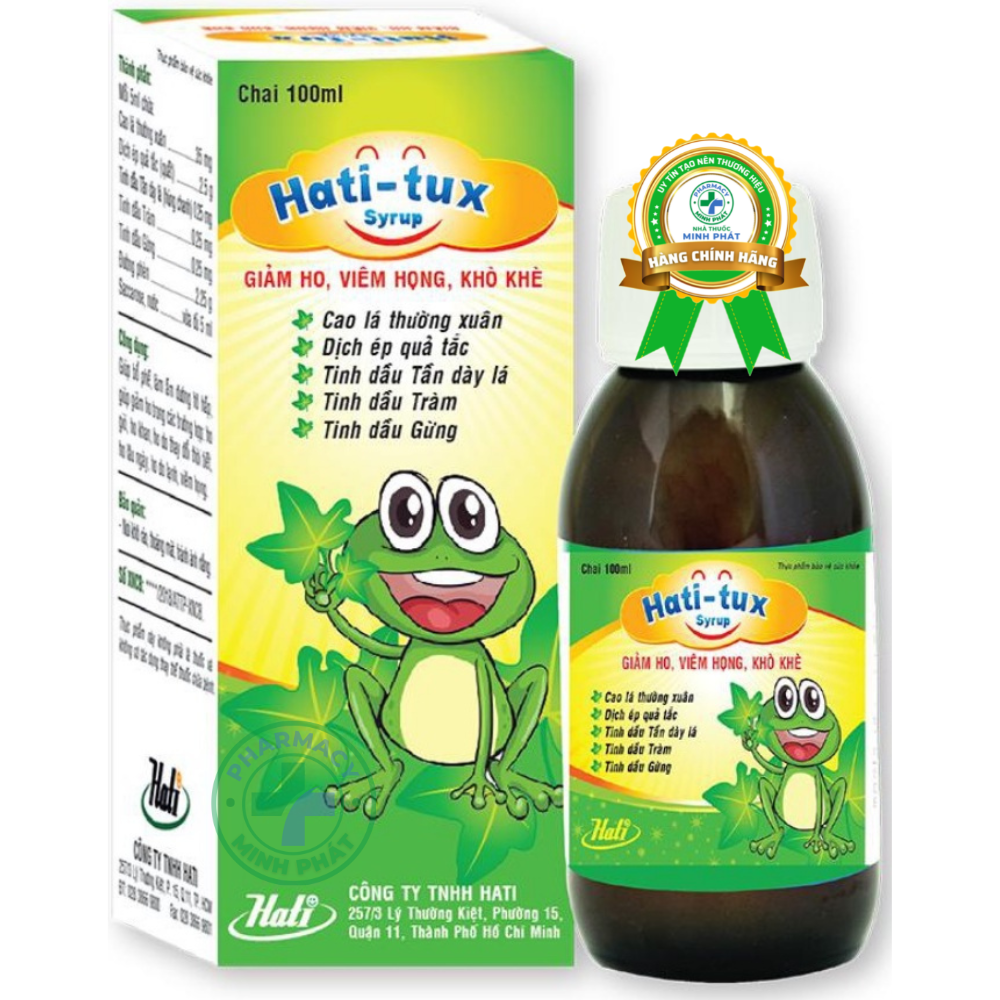 Siro Hati-tux Hỗ trợ Giảm ho, Giảm đau họng chai 100ml